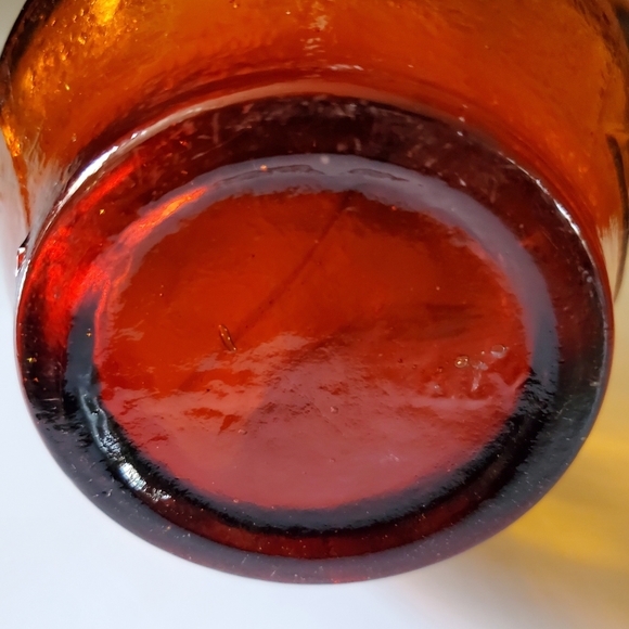 Vntg Empoli 15 1/2" Amber Butterfly & Flower Bottle - Picture 9 of 11